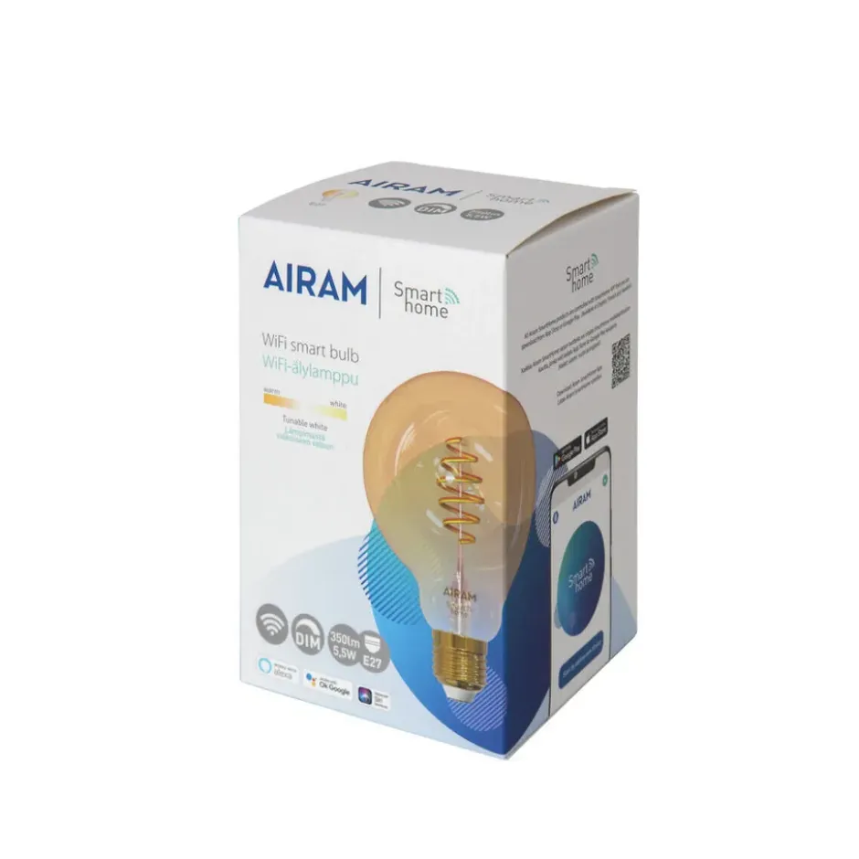 Airam Älykäs Koti Filamentti LED-lamppu, kupari, 95mm, spiraali e27, 6w