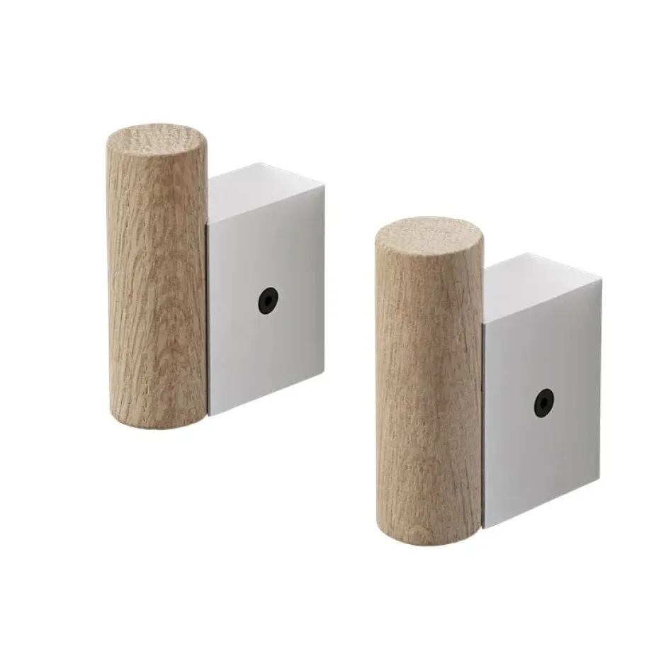 Attach vaateripustin 2-pakkaus, Oak-Aluminum