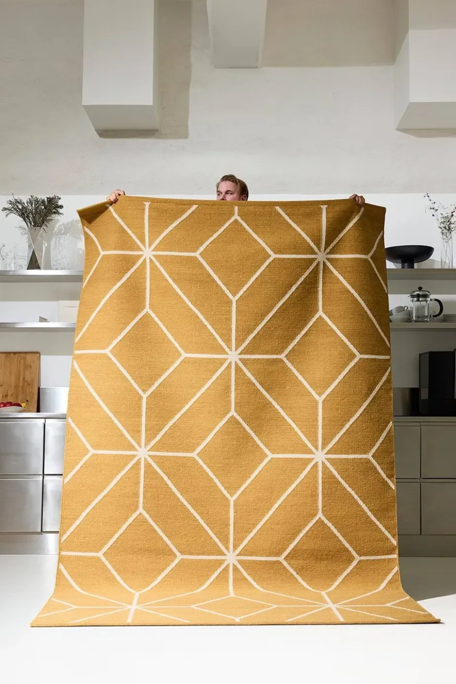 Ayur matto, Masala Yellow-Off White, 270x180 cm