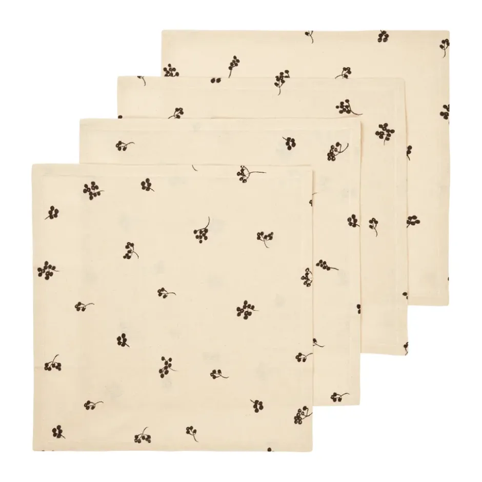 Baies puuvillainen servetti 40x40 cm 4-pack, Natural-dark chocolate