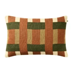 Benaras tyynynpäällinen, Apricot Orange–Khaki–Cactus Green, 40x60 cm