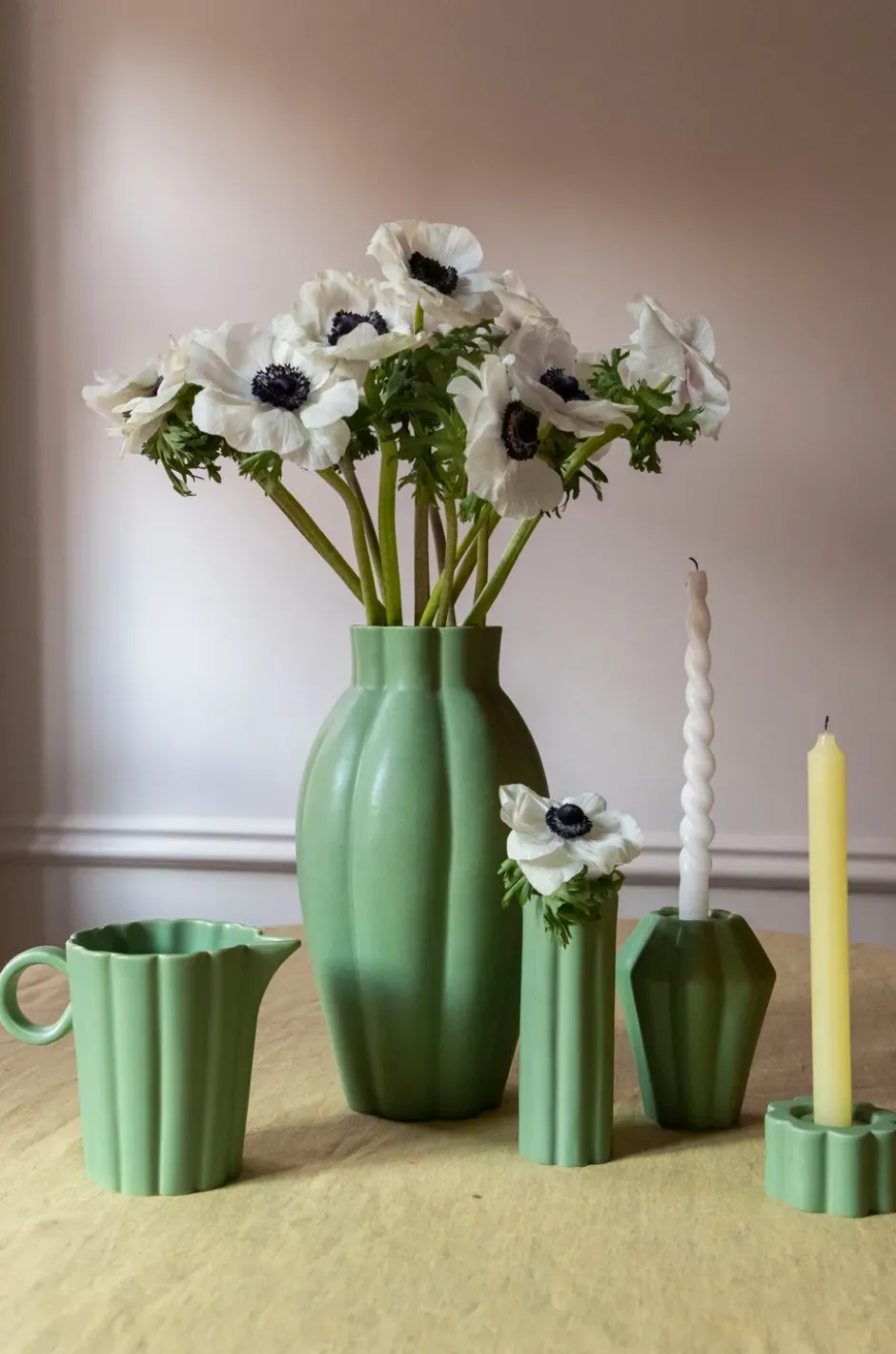 Birgit maljakko/kynttilänjalka 5 cm, Olive