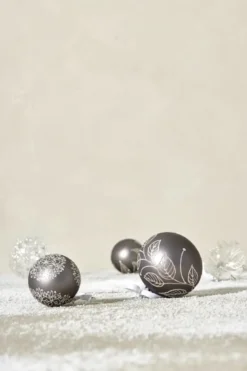 Cadelia joulukoriste Ø8 cm, Tumma harmaa, lumihiutale