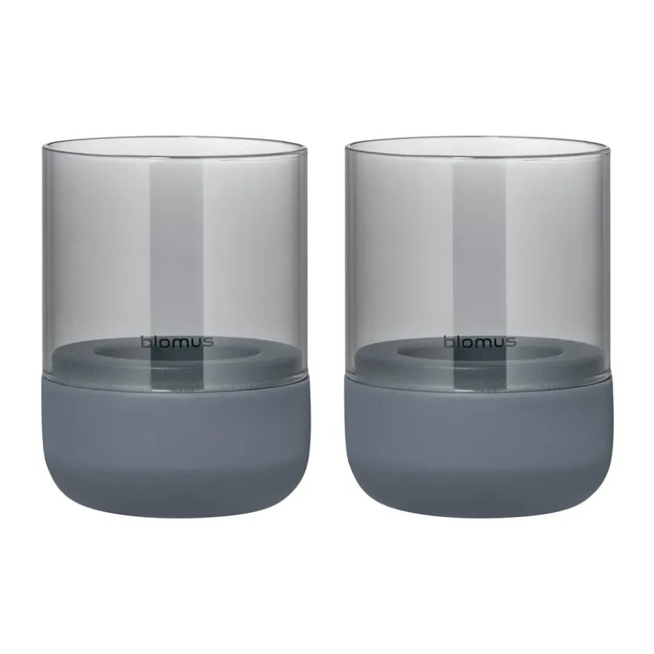 Calma kynttilälyhty Ø 7 cm 2-pakkaus, Steel grey-smoke