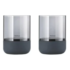 Calma kynttilälyhty Ø 7 cm 2-pakkaus, Steel grey-smoke
