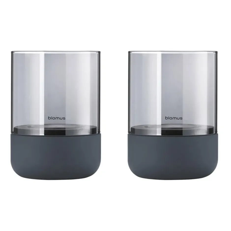 Calma kynttilälyhty Ø 7 cm 2-pakkaus, Steel grey-smoke