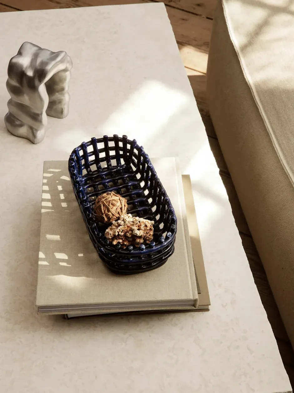 Ceramic letitetty kori soikea 15x30 cm, Sininen