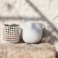 Ceramic punottu kori Ø 23,5 cm, Off white