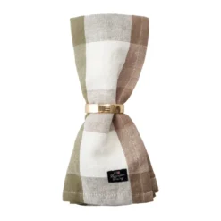 Checked Linen/Cotton kangasservetti 50x50 cm, Olive