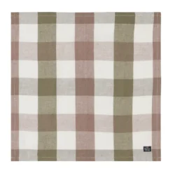 Checked Linen/Cotton kangasservetti 50x50 cm, Olive