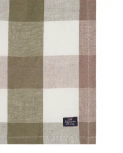 Checked Linen/Cotton kangasservetti 50x50 cm, Olive