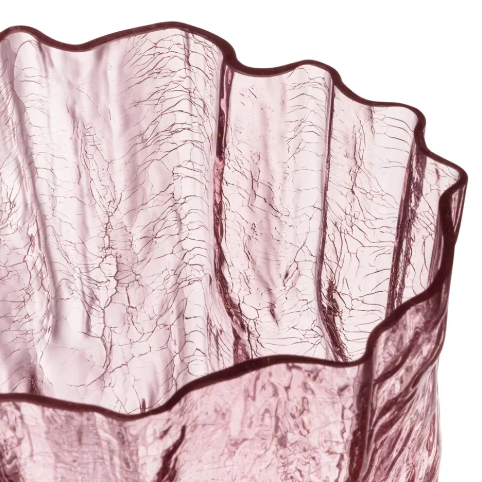 Crackle maljakko 27 cm, Vaaleanpunainen