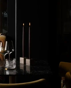 Cube kynttilänjalka 2-pack, Silver-travertiini