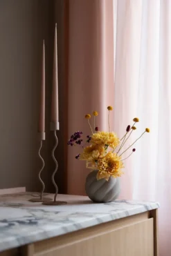 Curved kynttilänjalka 26 cm, Taupe