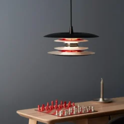 Diablo kattolamppu Ø50 cm, Mattamusta-kiiltävän punainen