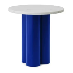 Dit sivupöytä Ø40 cm, White Carrara-bright blue