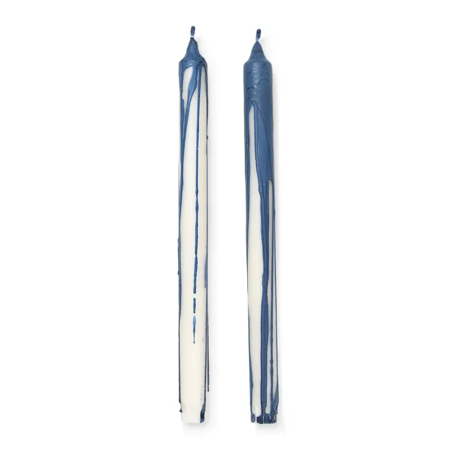 Dryp steariinikynttilä 2-pack, Deep Blue