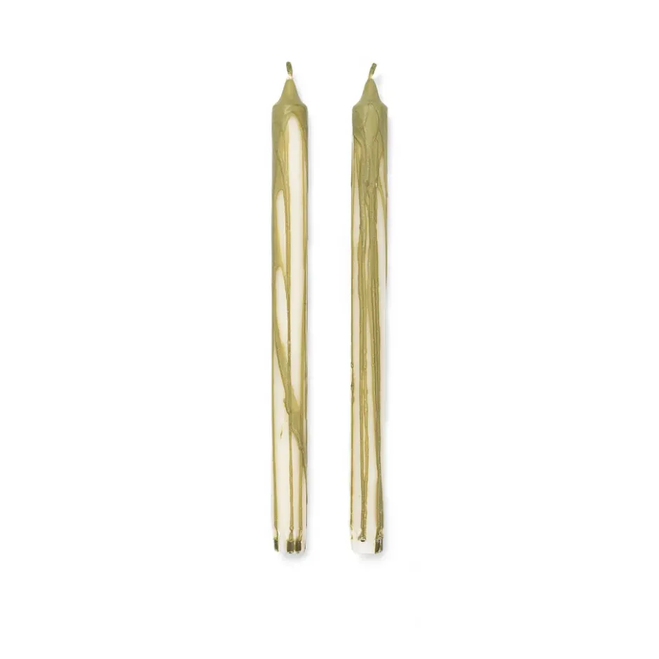 Dryp steariinikynttilä 2-pack, Olive