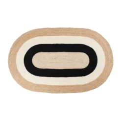 Elin striped ovaali juuttimatto 92x150 cm, Black