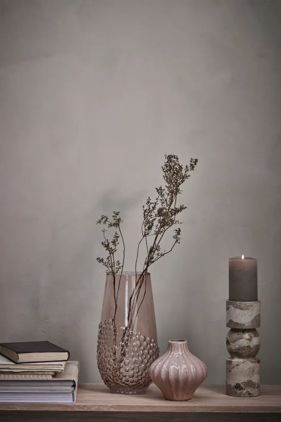 Ellia kynttilänjalka 30 cm, Linen