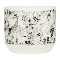Emilia ruukku Ø14 cm, Musta-valkoinen