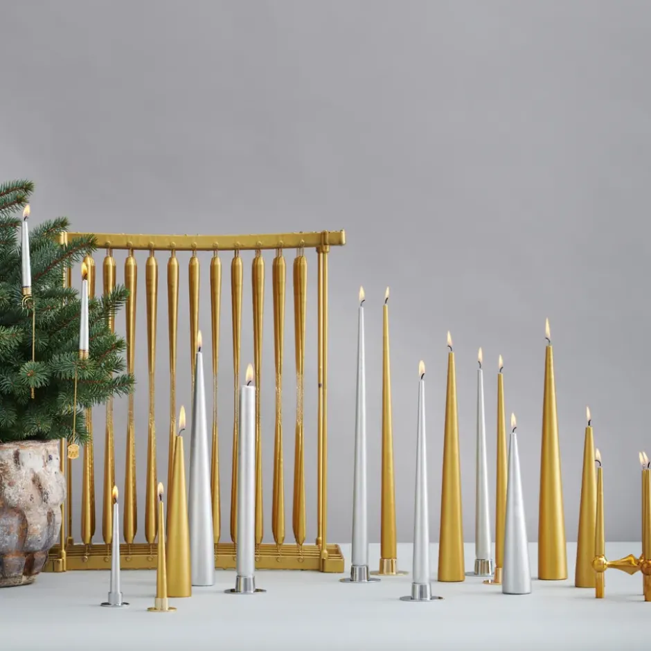 ester & erik kynttilä 42 cm, 4-pakkaus metallic, Silver