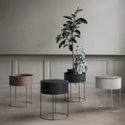 Ferm Living plant box pyöreä, vaaleanharmaa
