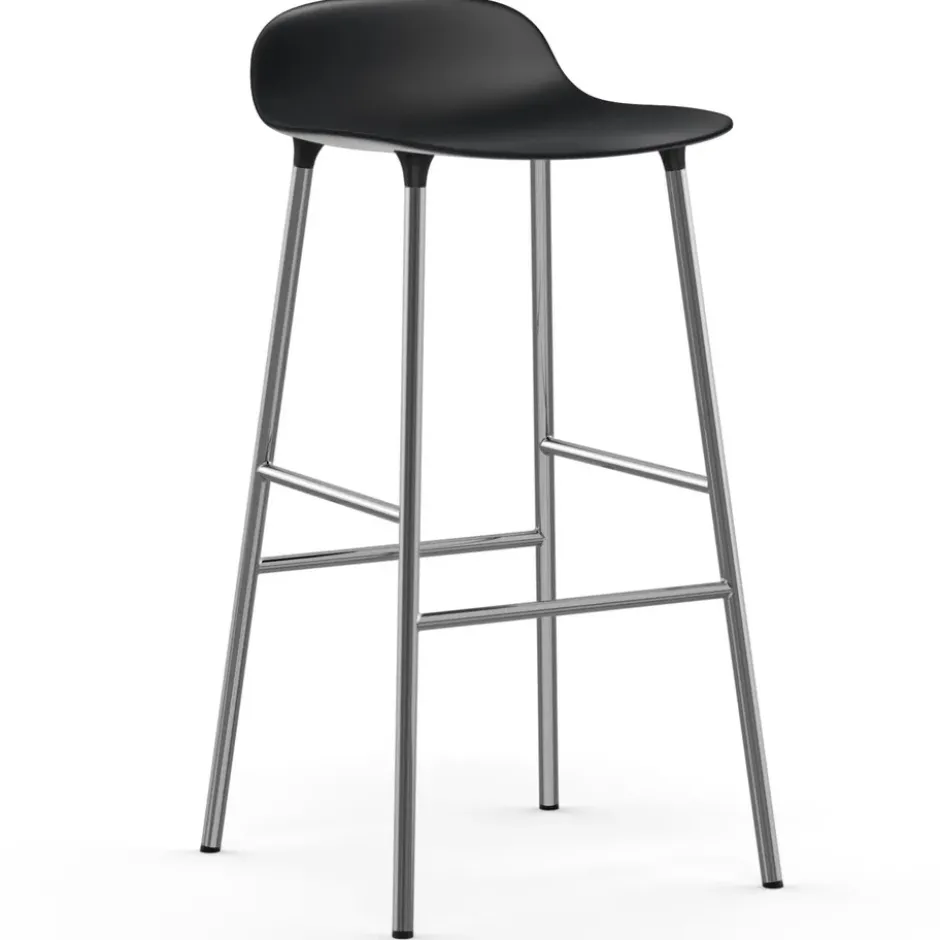 Form baarituoli kromatut jalat 75 cm, Musta
