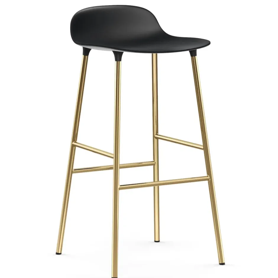 Form baarituoli messinkijalat 75 cm, Musta