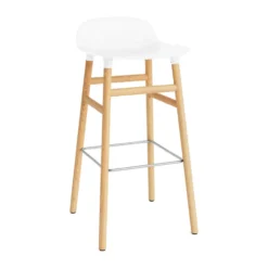 Form baarituoli tammijalat 75 cm, valkoinen