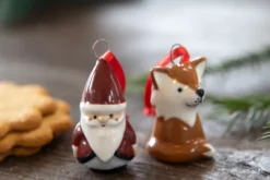 Fox & Santa dekoratiiviriipus 2 osaa, Punainen-valkoinen-ruskea