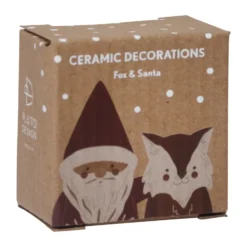 Fox & Santa dekoratiiviriipus 2 osaa, Punainen-valkoinen-ruskea