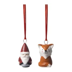 Fox & Santa dekoratiiviriipus 2 osaa, Punainen-valkoinen-ruskea