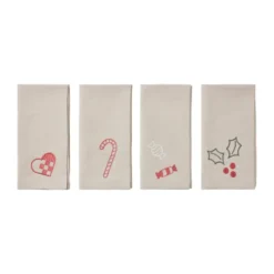 Fryd kangaslautasliina 45 x 45 cm 4 osaa, Light warm grey-red