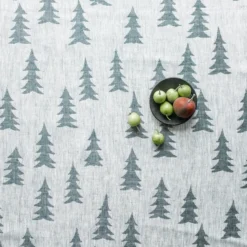 Gran jacquard-kudottu pöytäliina 147x250 cm, Vihreä-harmaa