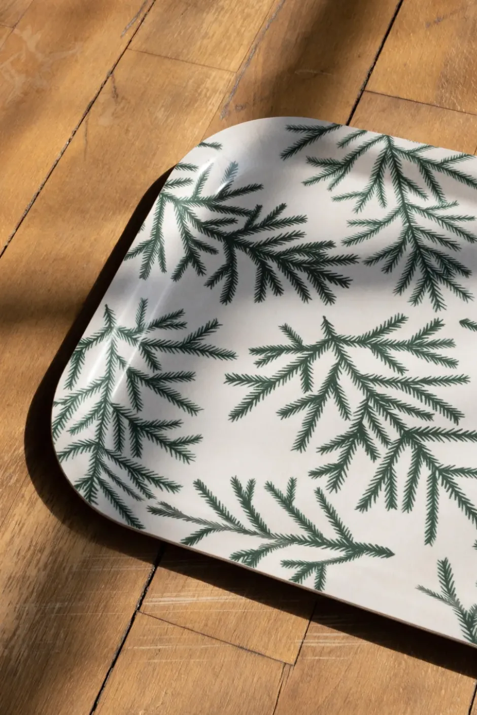 Granris tarjotin 22 x 43 cm, Valkoinen-vihreä