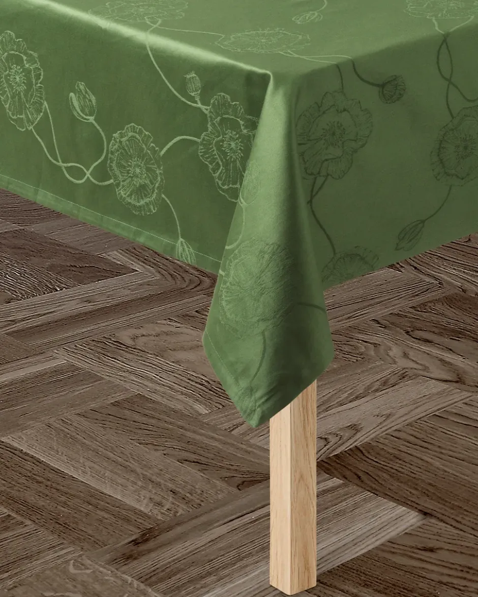 Hammershøi Poppy -damastipöytäliina vihreä, 150 x 320 cm
