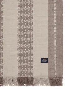 Jacquard raitapöytäliina 50x350 cm, Beige