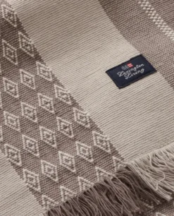 Jacquard raitapöytäliina 50x350 cm, Beige