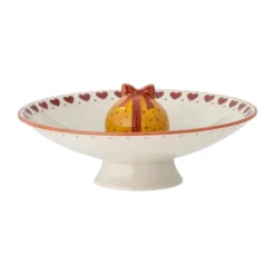 Jolly tarjoilukulho jalallinen Ø 24 cm, Valkoinen-punainen