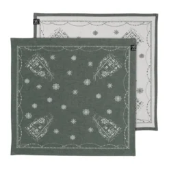 Jouluaamun kangaslautasliina 45x45 cm 2-pack, Valko-vihreä