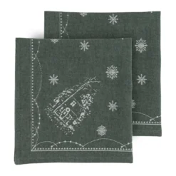 Jouluaamun kangaslautasliina 45x45 cm 2-pack, Valko-vihreä