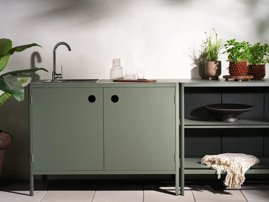 Kelia ulkokeittiön allaskaappi, Nordic green, 121x90x64