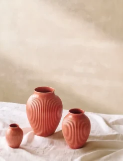 Knabstrup maljakko uritettu 20 cm, Koralli