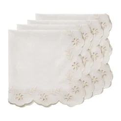 Lace-puuvillaservietti, Offwhite, 4-pack, 45x45 cm