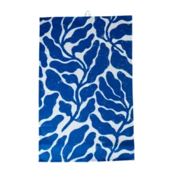 Leaves keittiöpyyhe, Valkoinen-sininen, 47x70 cm