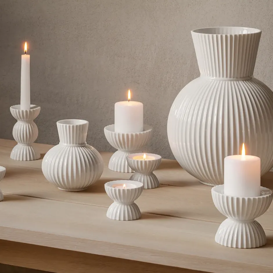 Lyngby Tura -kynttilänjalka 14 cm, Valkoinen