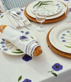 Madelen Möllard Pansy puuvillalautasliina, Sininen, 4-pack, 45x45 cm