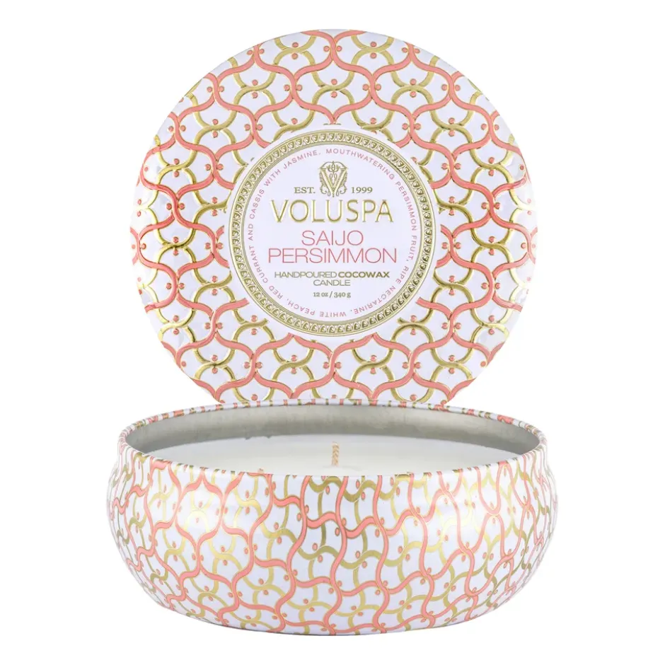 Maison Blanc 3-wick Tin tuoksukynttilä 40 tuntia, Saijo Persimmon