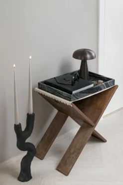 Marble koristetarjotin large 30x40 cm, Black-grey